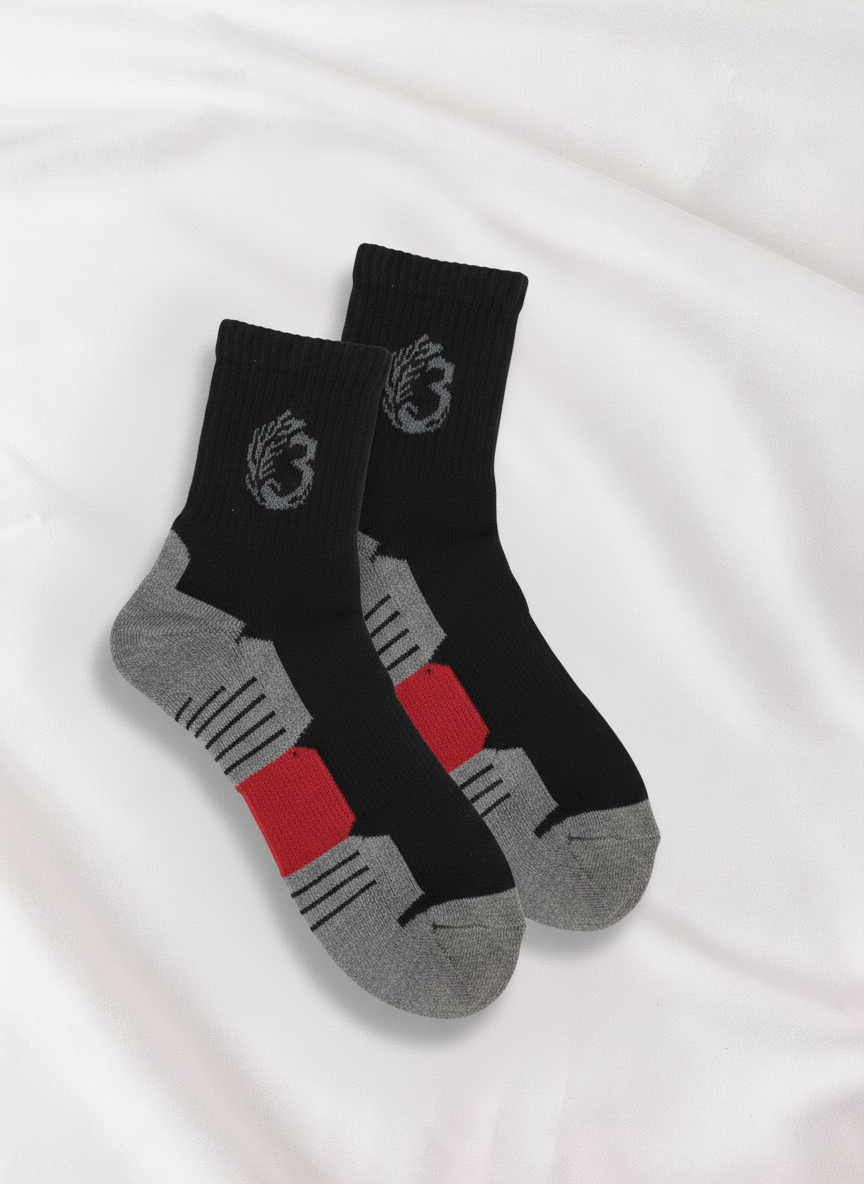 Men’s Sports Crew Cotton Socks – Half Terry Cushion – Size 40-46