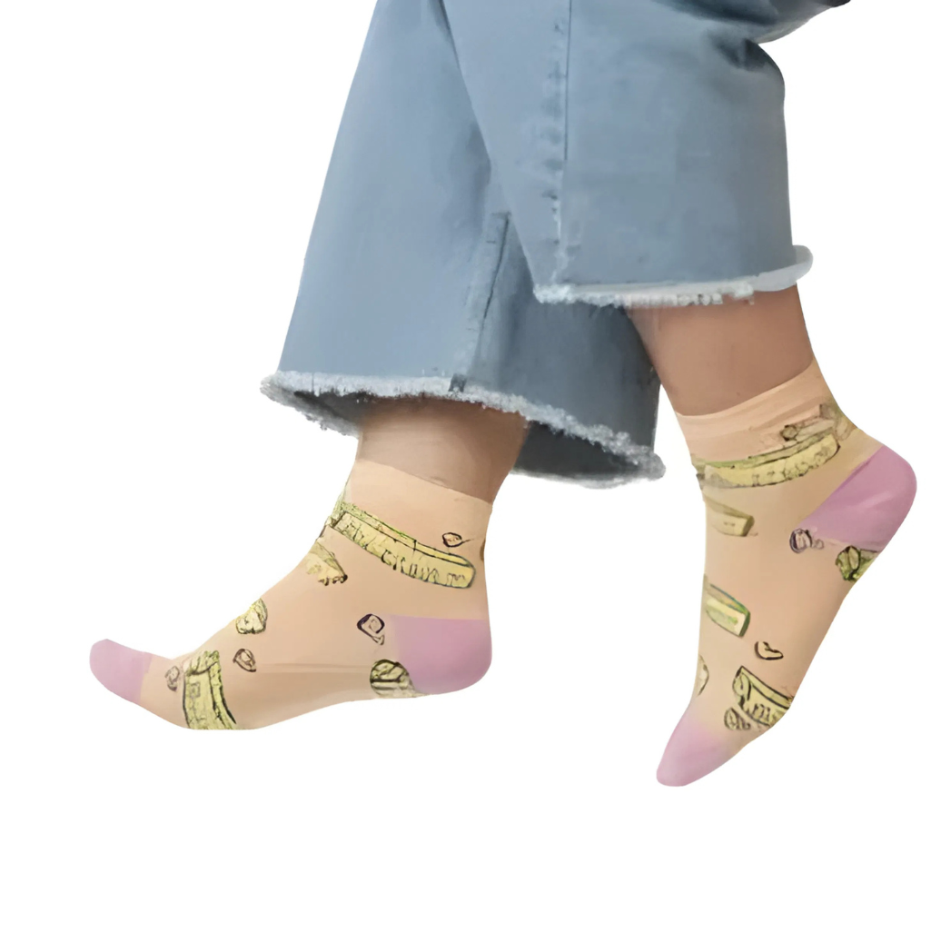 3 Feathers Buttery Design Cotton High Ankle Socks Free Size Fits 36-41 for Women - Simone