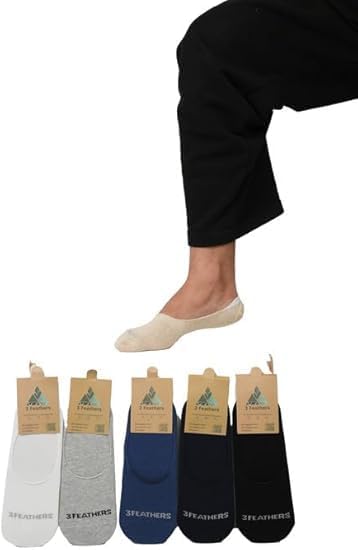 3 Feathers Invisible Antislip Cotton Socks Free Size Fits 40-46 for Men
