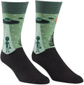 3 Feathers Aliens Design Cotton Long Socks Free Size Fits 38-44 for Unisex - Green