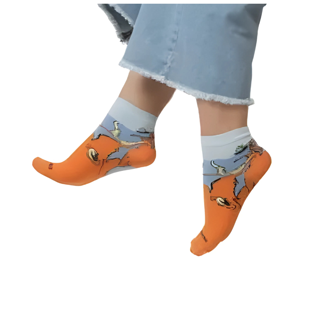 3 Feathers Kraken Design Cotton High Ankle Socks Free Size Fits 36-41 for Women - Orange