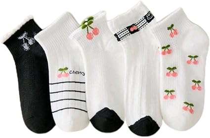 Cherry Collection – 5-Pack Women’s Ankle Cotton Socks – Size 36-41