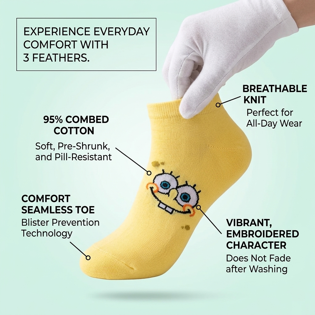 Cartoon Characters Collection – 5-Pack Women’s Ankle Cotton Socks – Size 36-41
