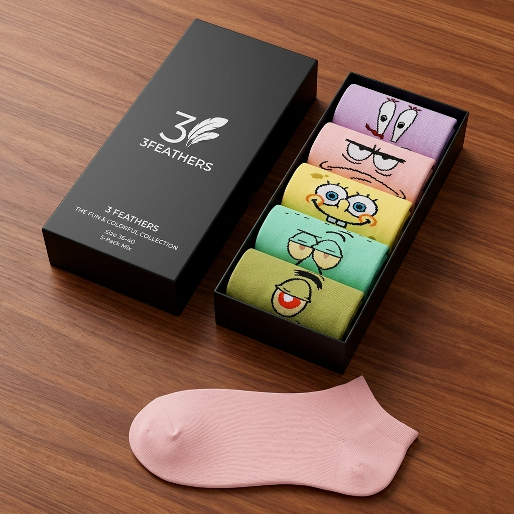 Cartoon Characters Collection – 5-Pack Women’s Ankle Cotton Socks – Size 36-41