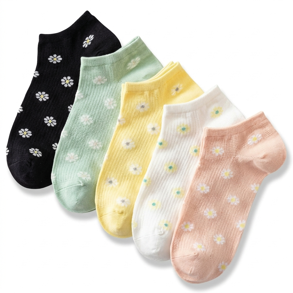 Soft Lily Collection – 5-Pack Women’s Ankle Cotton Socks – Size 36-41