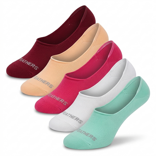 3 Feathers Invisible Antislip Cotton Socks for Women - 3 Pairs Pack