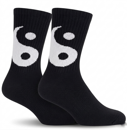 3Feathers Balance Design Cotton High Ankle Socks Free Size Fits 38-44 for Unisex - Black & White