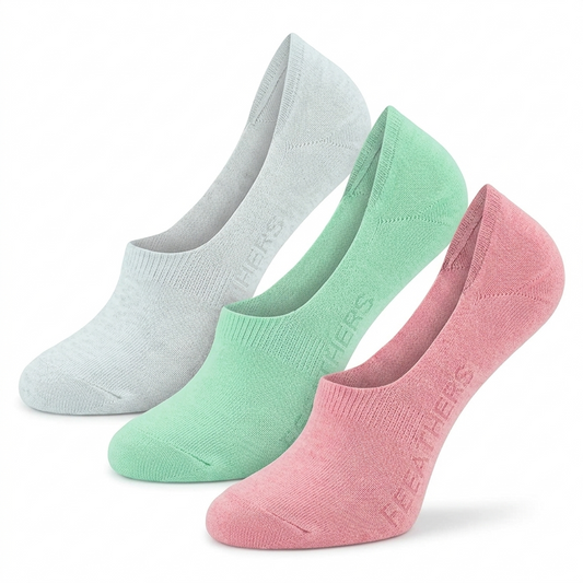 3 Feathers Invisible Antislip Cotton Socks for Women - 3 Pairs Pack
