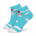 3 Feathers Flying Puppy Design Cotton High Ankle Socks Free Size Fits 36-41 for Women - Blue