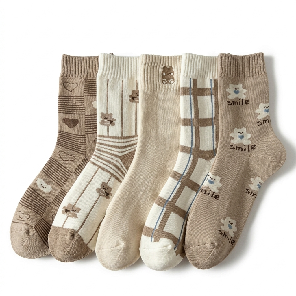 Teddy Bear Collection – 5-Pack Women’s Long Cotton Socks – Size 36-41