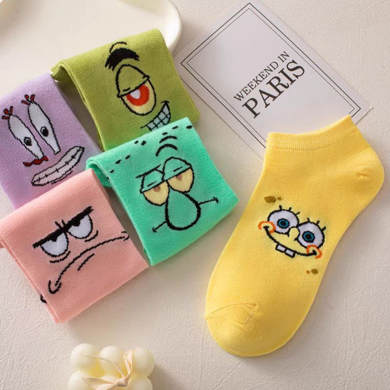 Cartoon Characters Collection – 5-Pack Women’s Ankle Cotton Socks – Size 36-41