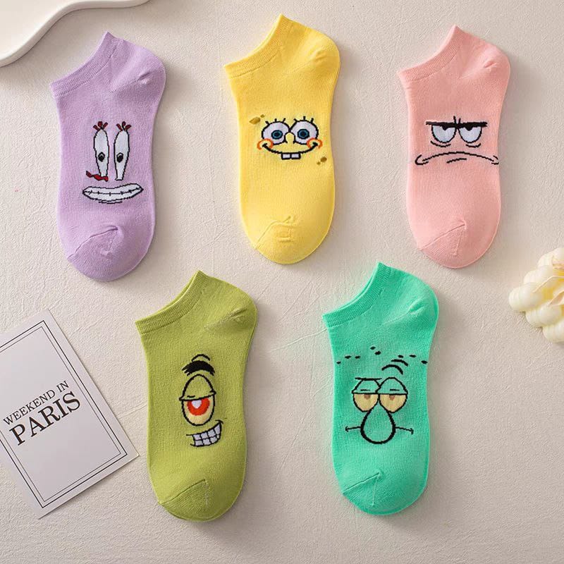 Cartoon Characters Collection – 5-Pack Women’s Ankle Cotton Socks – Size 36-41