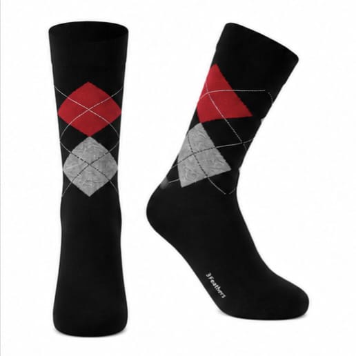 3Feathers Classic Argyle Cotton Long Socks for Men Free Size Fits 40-46