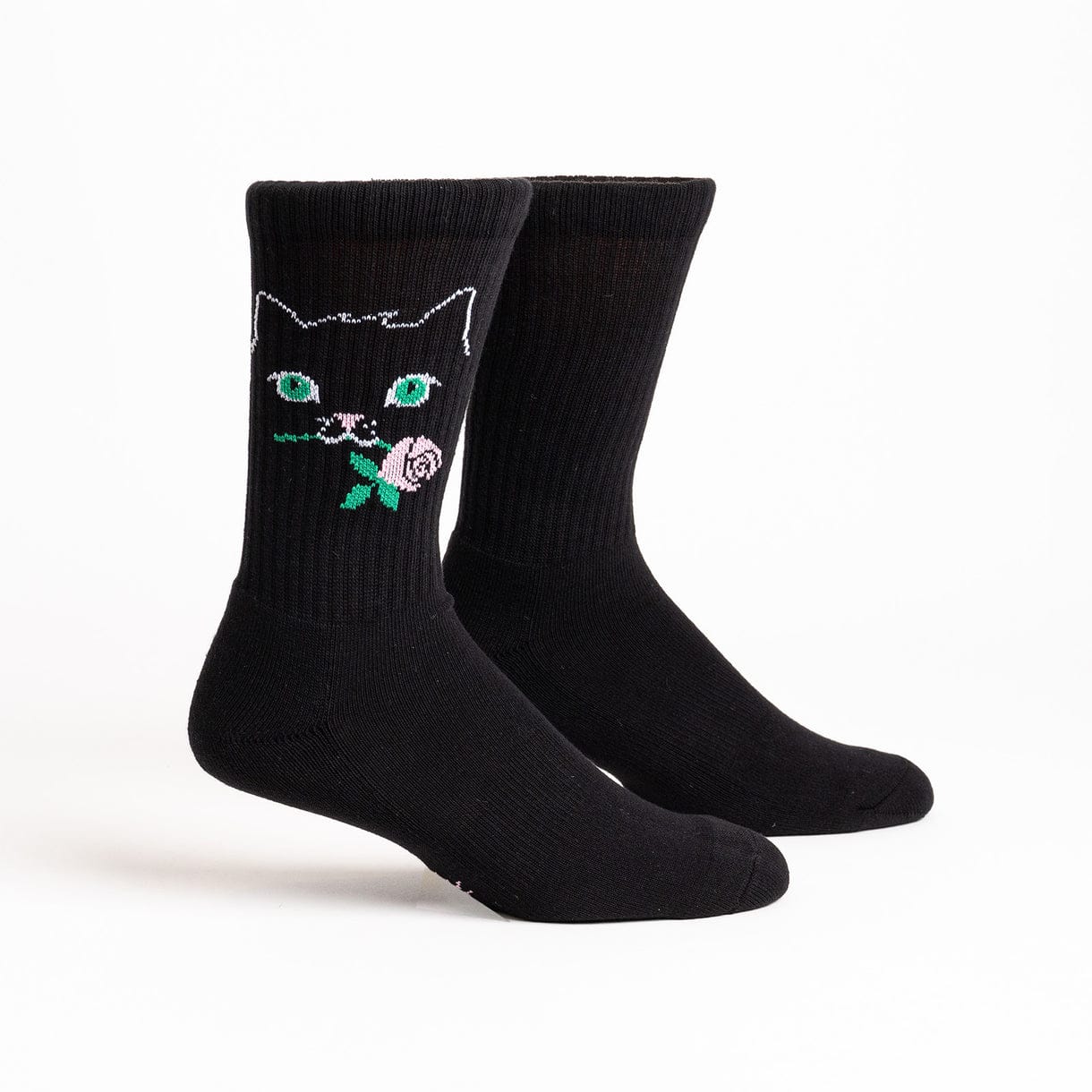3Feathers Cat Design Cotton High Ankle Socks Free Size Fits 36-41 for Women - Black