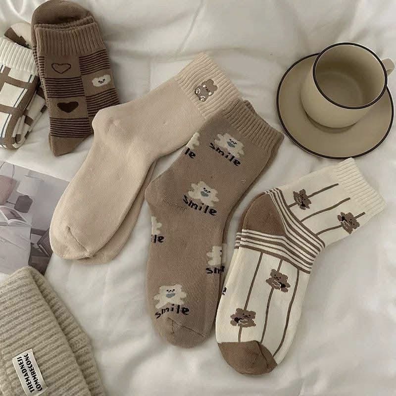 Teddy Bear Collection – 5-Pack Women’s Long Cotton Socks – Size 36-41