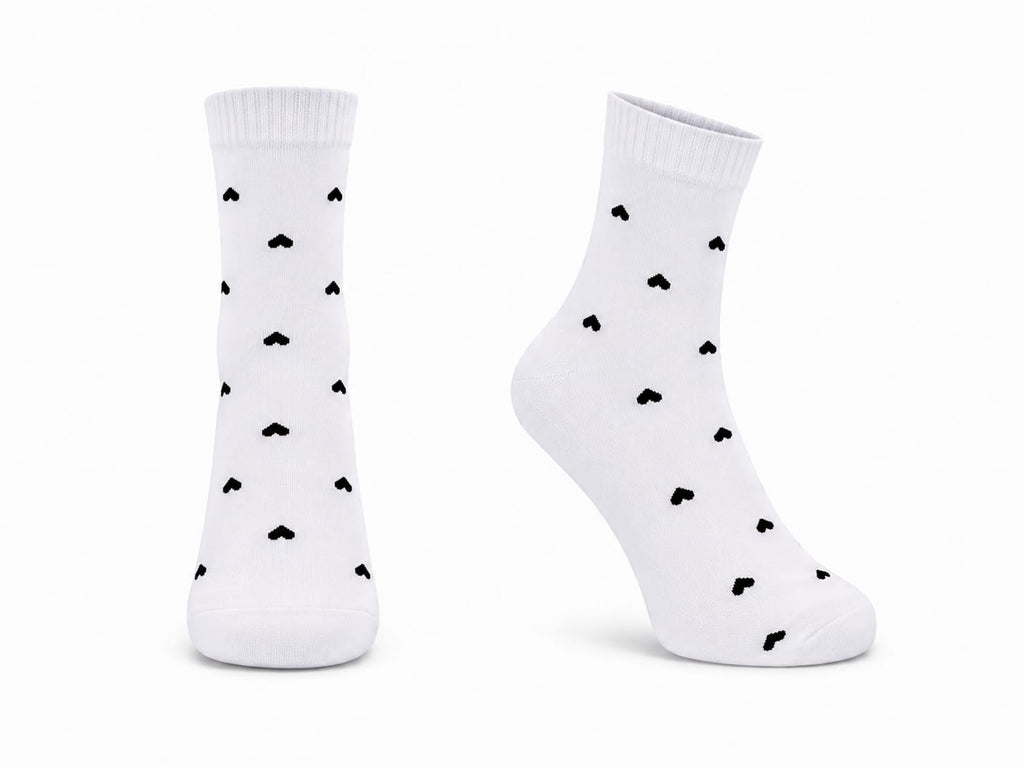 3Feathers Heart Design Cotton High Ankle Socks for Women Free Size Fits 36-41