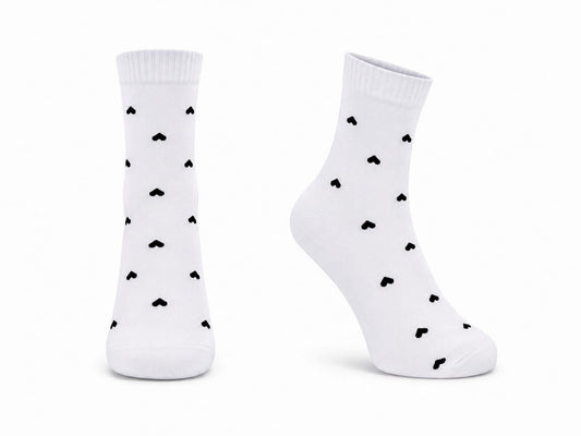 3Feathers Heart Design Cotton High Ankle Socks for Women Free Size Fits 36-41