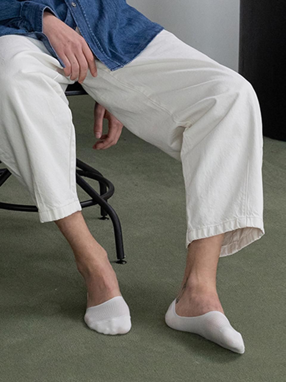 جوارب قطنية غير مرئية مانعة للانزلاق بثلاث ريشات، مقاس حر يناسب مقاسات الرجال من 40 إلى 46