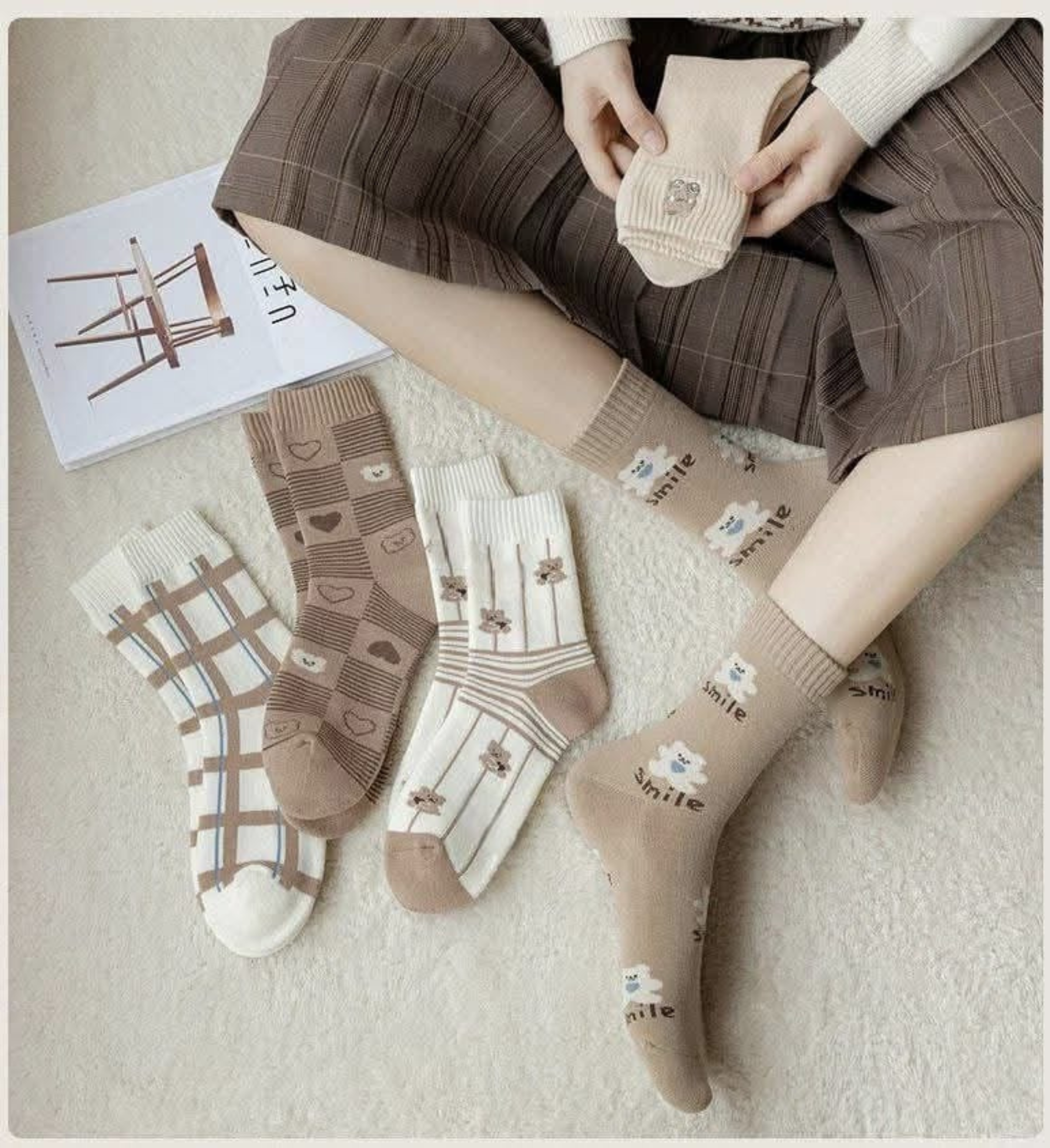 Teddy Bear Collection – 5-Pack Women’s Long Cotton Socks – Size 36-41