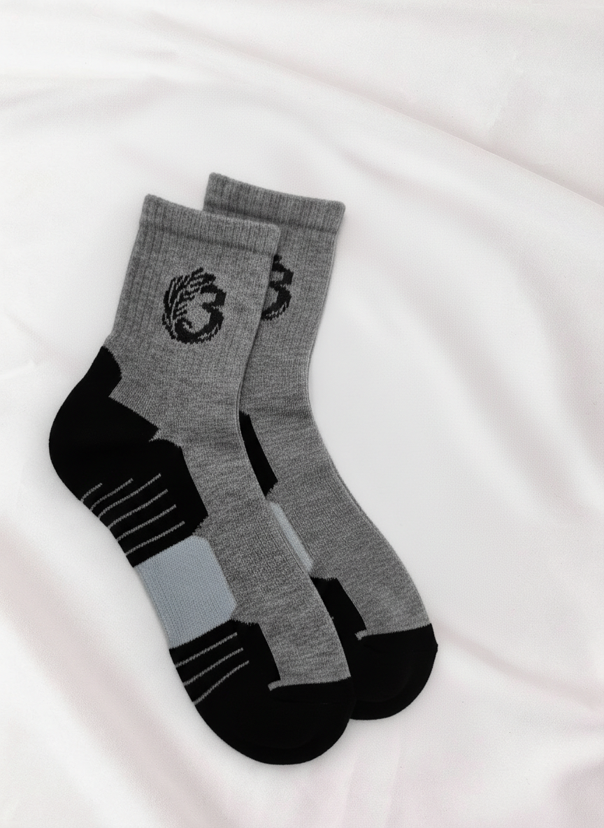 Men’s Sports Crew Cotton Socks – Half Terry Cushion – Size 40-46