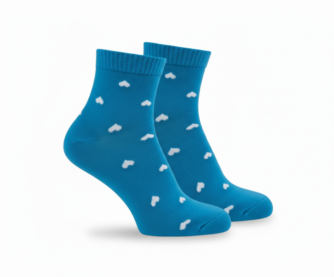 3Feathers Heart Design Cotton High Ankle Socks for Women Free Size Fits 36-41