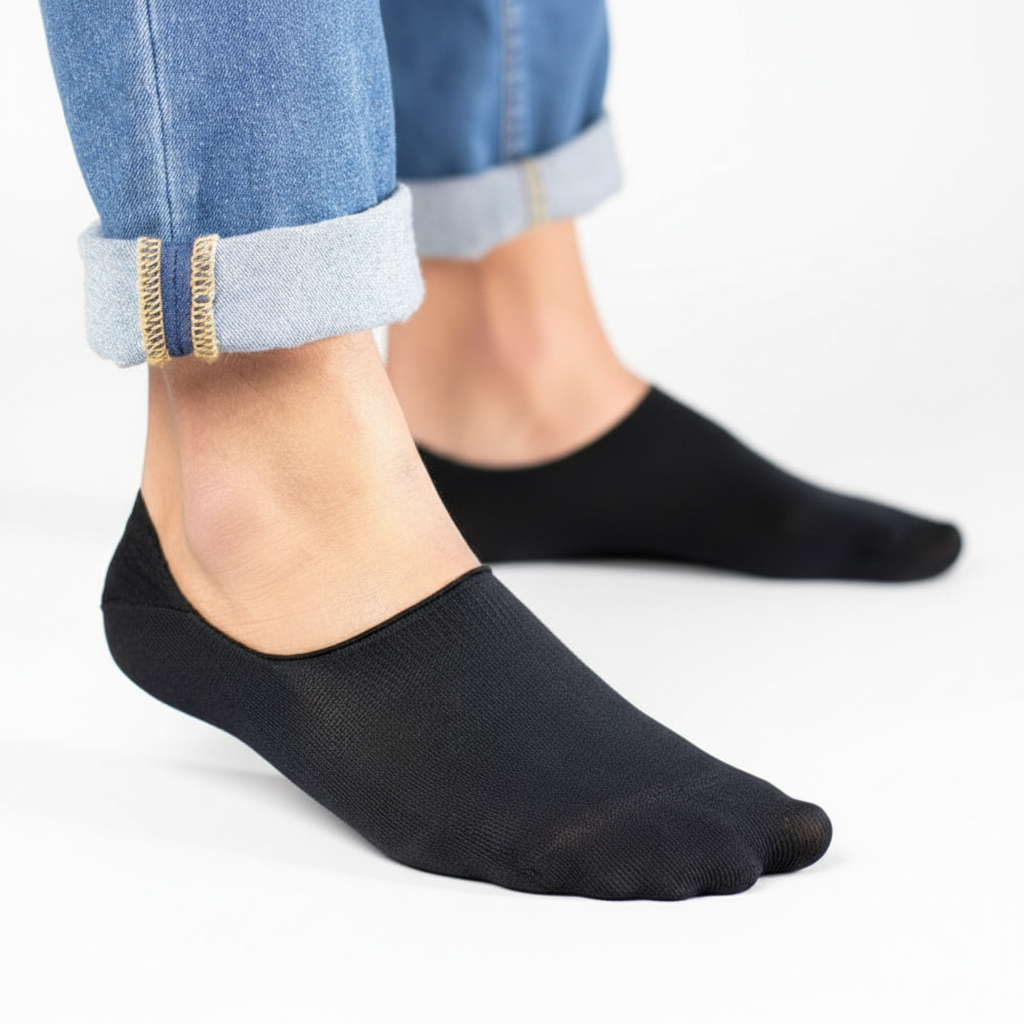 3 Feathers Invisible Antislip Cotton Socks Free Size Fits 40-46 for Men