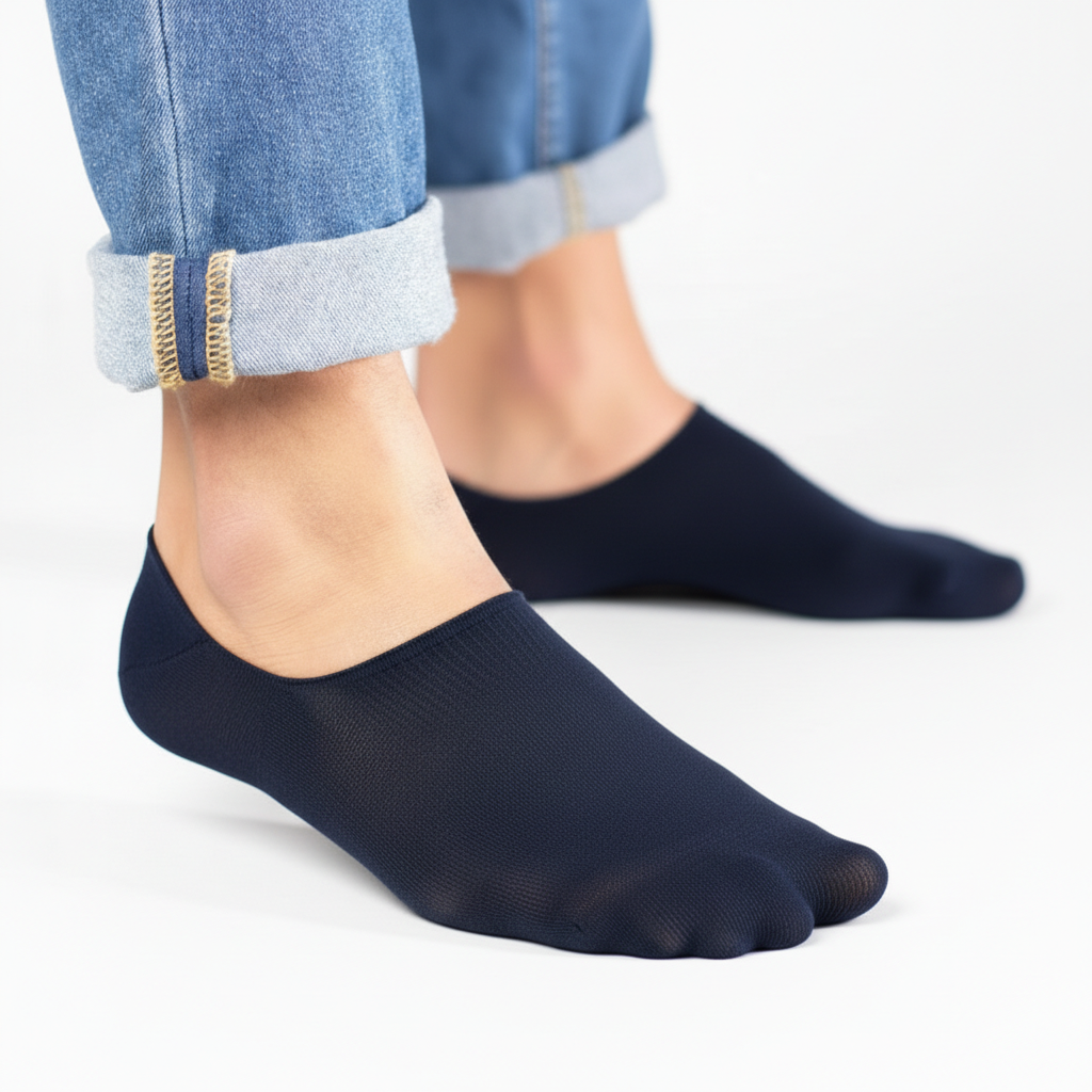 3 Feathers Invisible Antislip Cotton Socks Free Size Fits 40-46 for Men