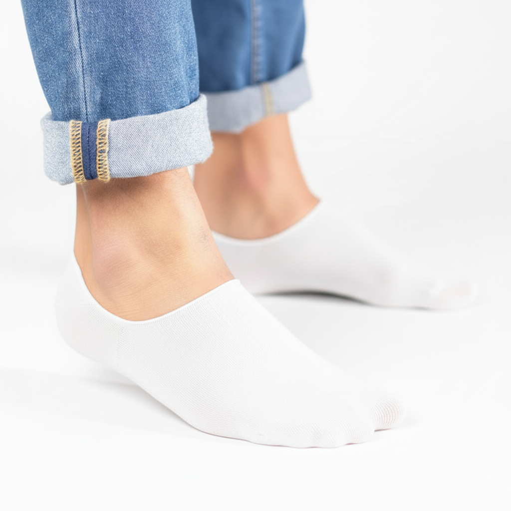 جوارب قطنية غير مرئية مانعة للانزلاق بثلاث ريشات، مقاس حر يناسب مقاسات الرجال من 40 إلى 46