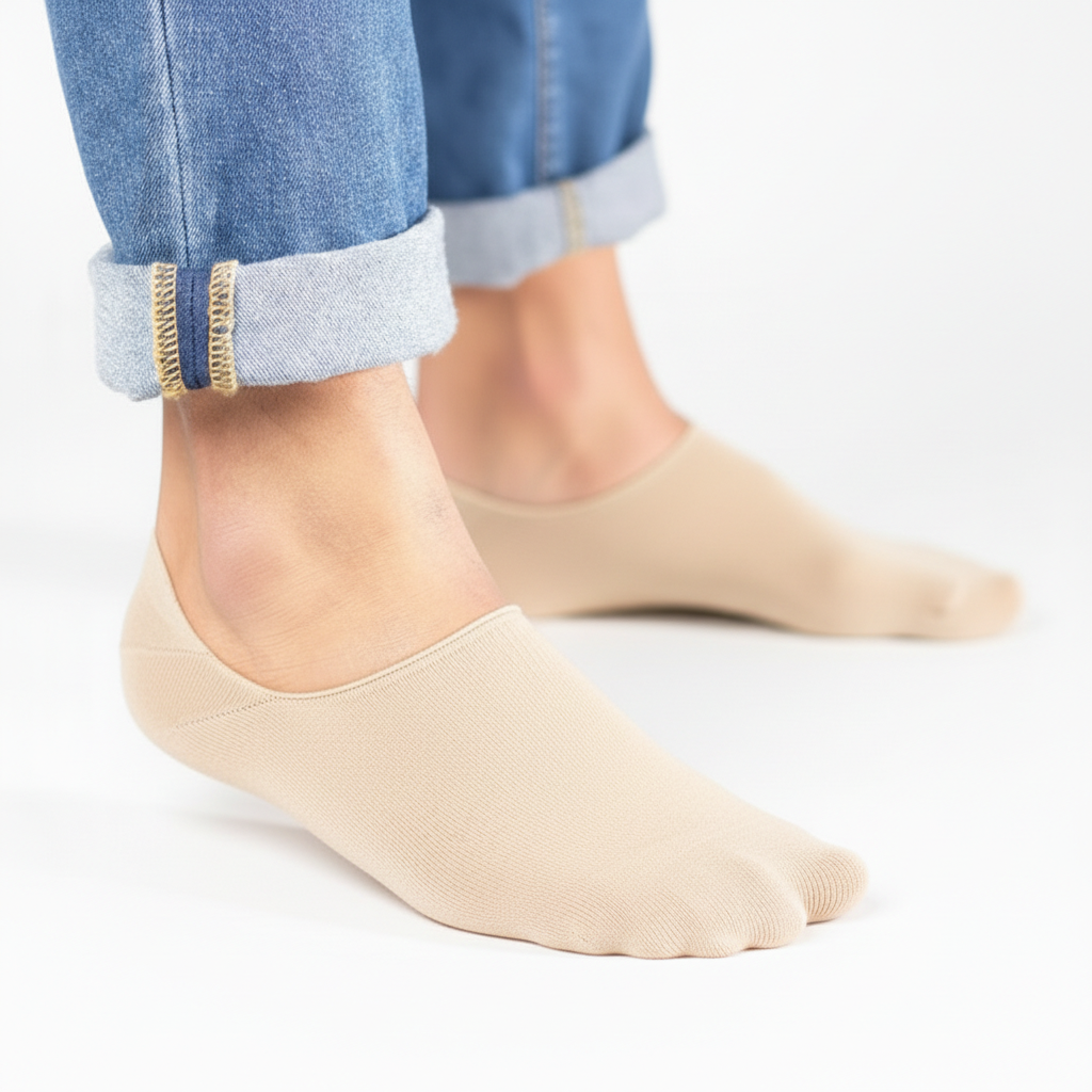 3 Feathers Invisible Antislip Cotton Socks Free Size Fits 40-46 for Men