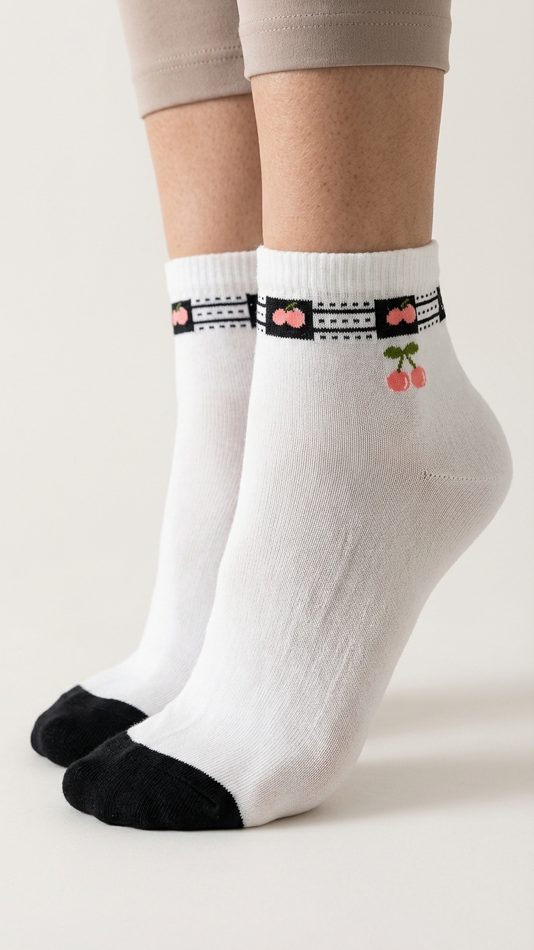 مجموعة تشيري – عبوة من 5 جوارب قطنية قصيرة للنساء – المقاسات من 36 إلى 41